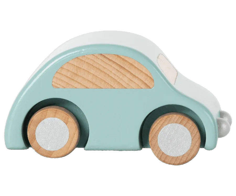 Maileg Wooden Pull Back Car Pale Blue: LAST CHANCE
