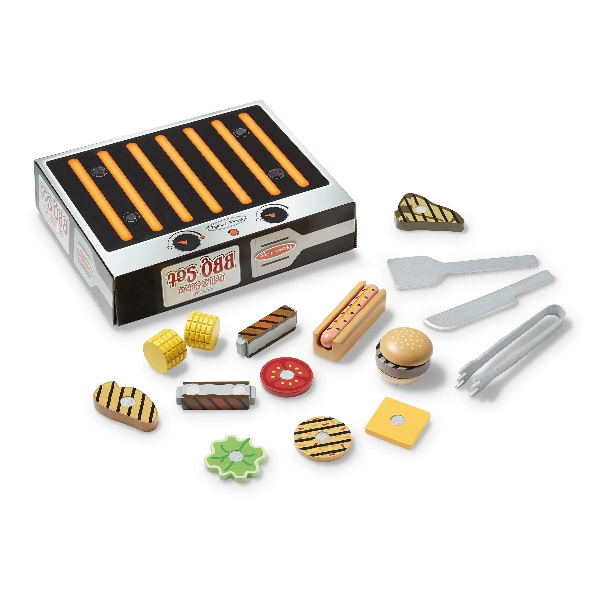 Melissa & Doug Grill and Serve BBQ Set with Wooden Play Food