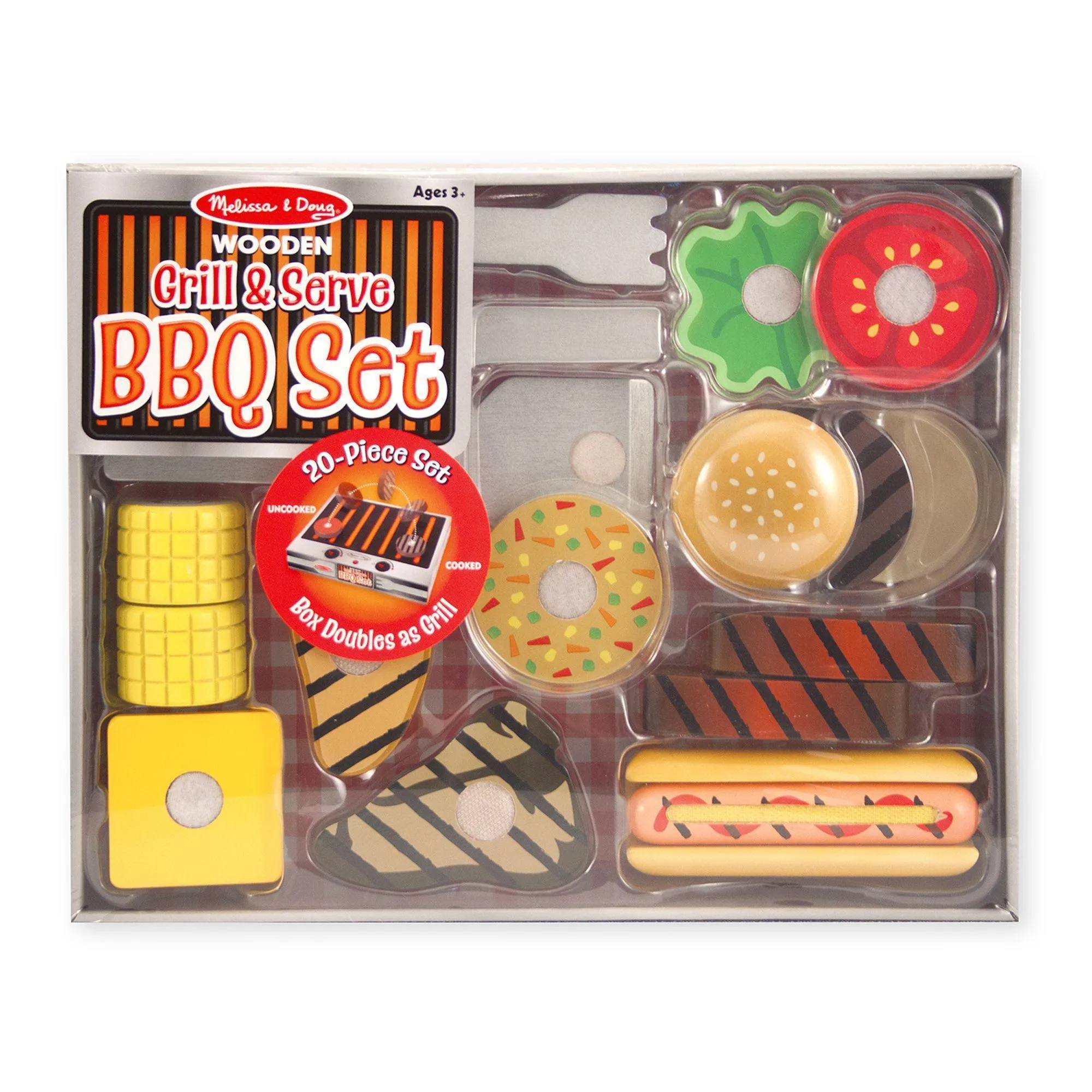 Melissa & Doug Grill and Serve BBQ Set with Wooden Play Food