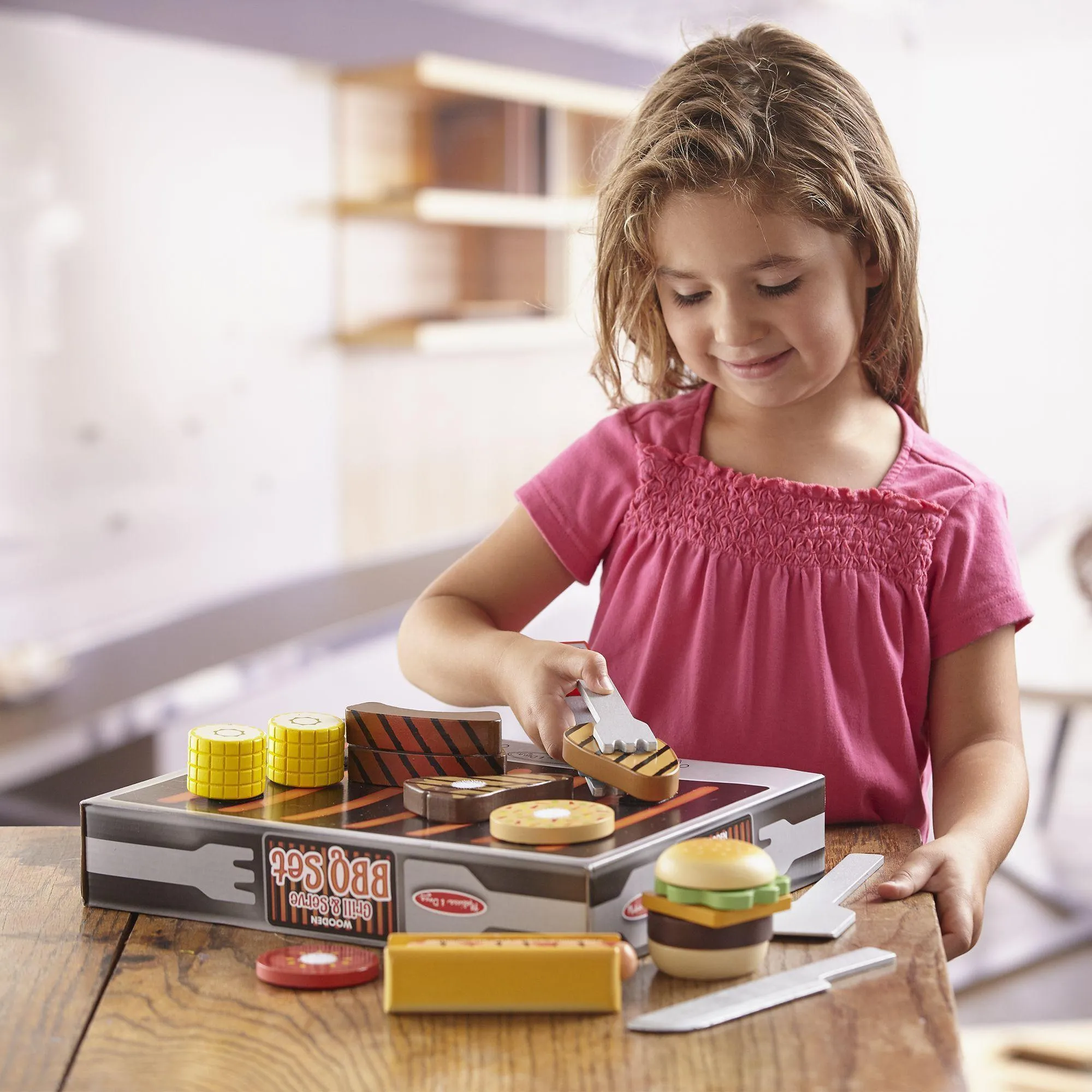 Melissa & Doug Grill and Serve BBQ Set with Wooden Play Food