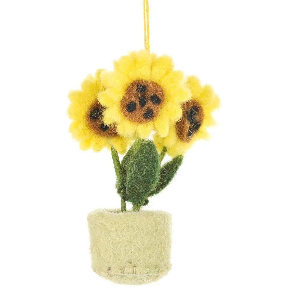 Mini Felt Potted Flowers Hanging Ornament