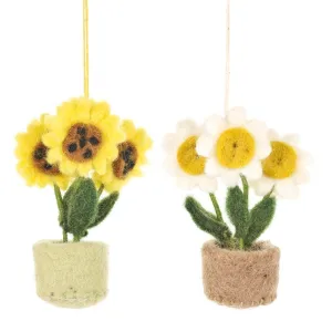 Mini Felt Potted Flowers Hanging Ornament