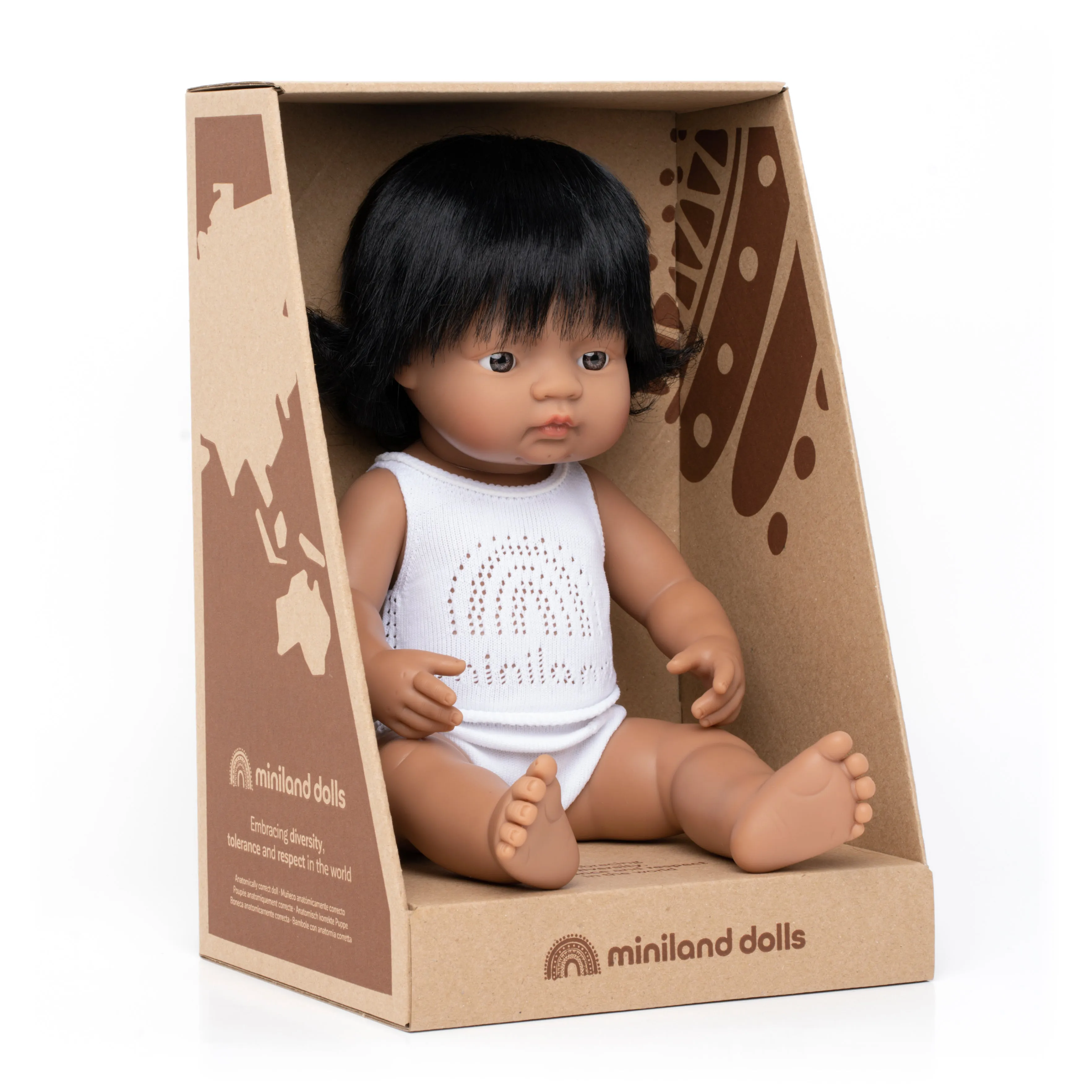 Miniland Baby Doll Hispanic Latin GIRL 38 cm