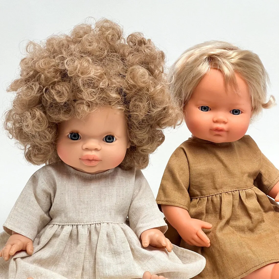 Miniland Doll Clothing 38cm | Dress Beige Linen