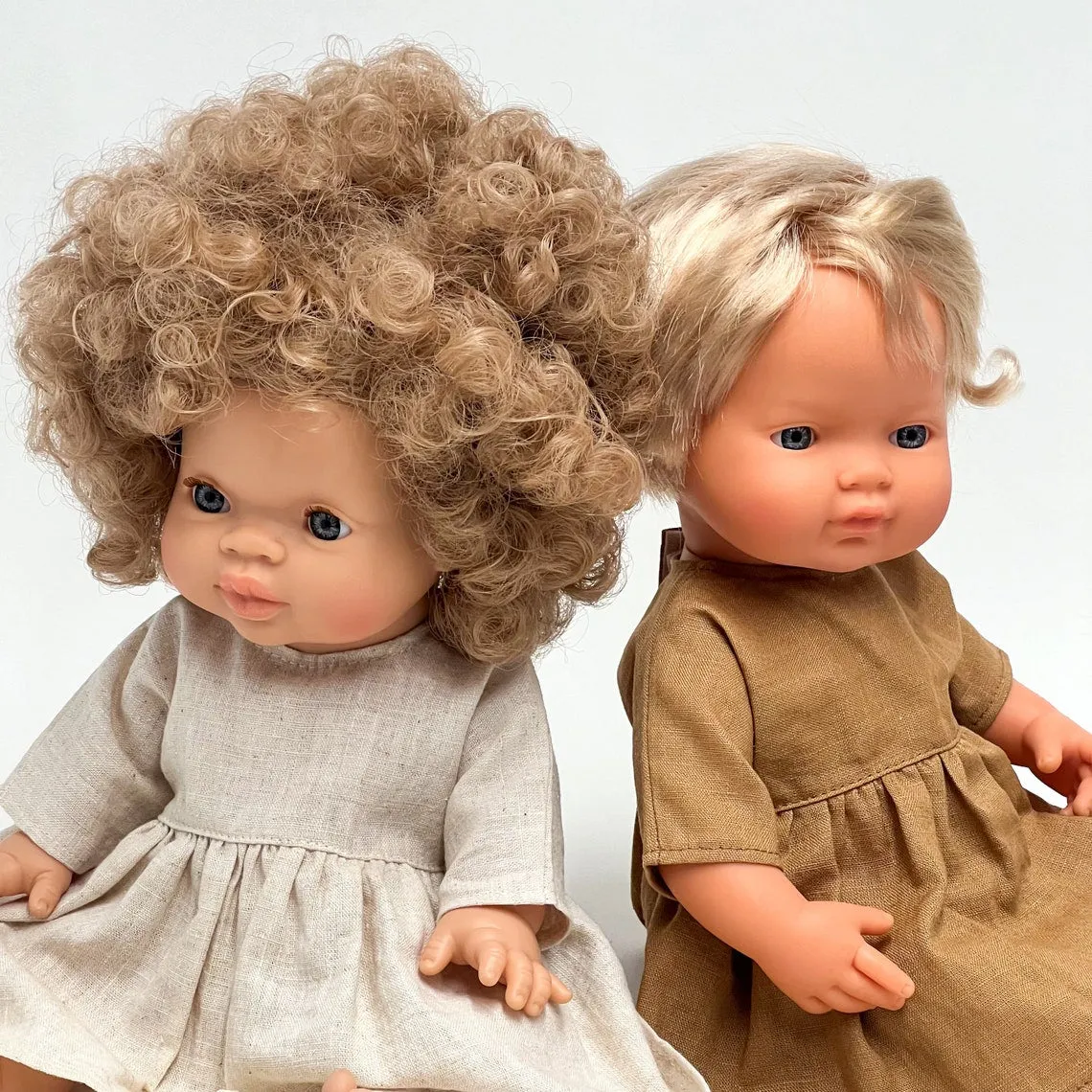 Miniland Doll Clothing 38cm | Dress Beige Linen