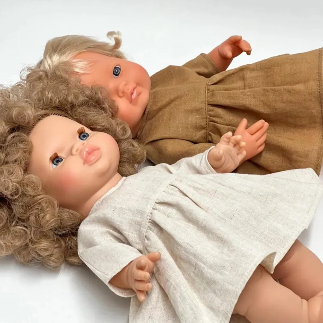 Miniland Doll Clothing 38cm | Dress Beige Linen
