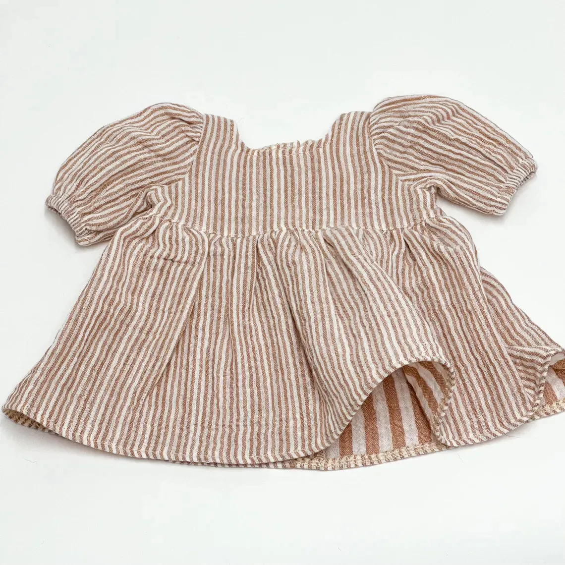 Miniland Doll Clothing 38cm | Dress   Headband | Beige Stripe