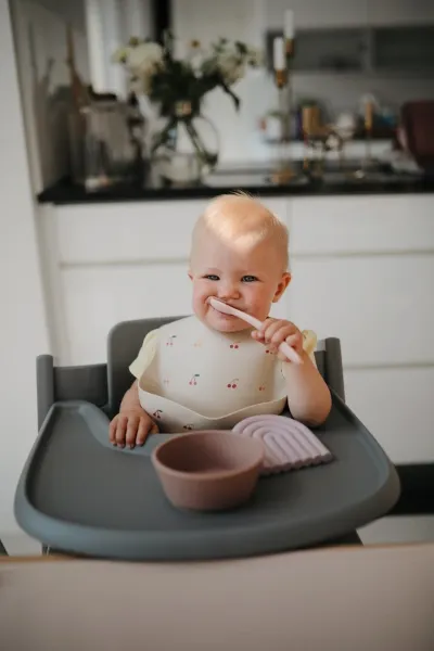 Mushie Silicone Baby Bib | Cherries