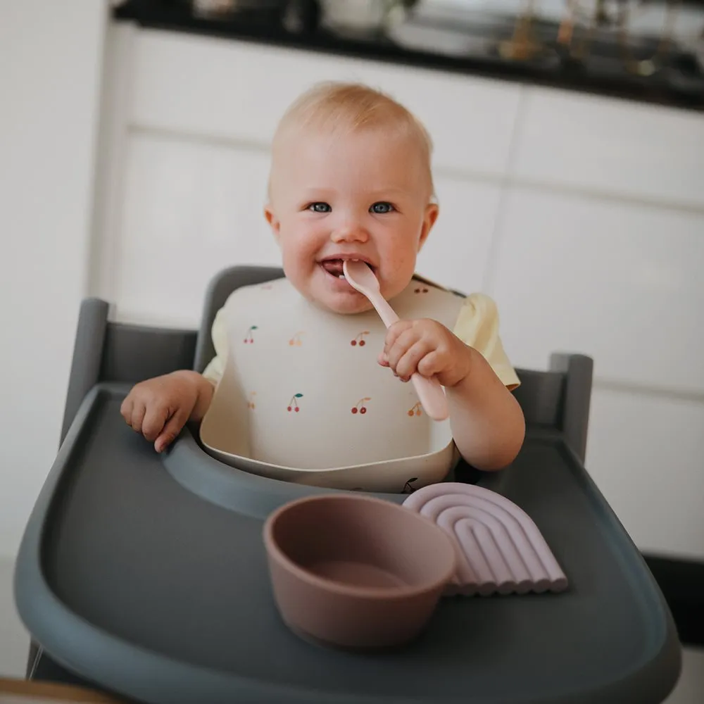 Mushie Silicone Baby Bib | Cherries