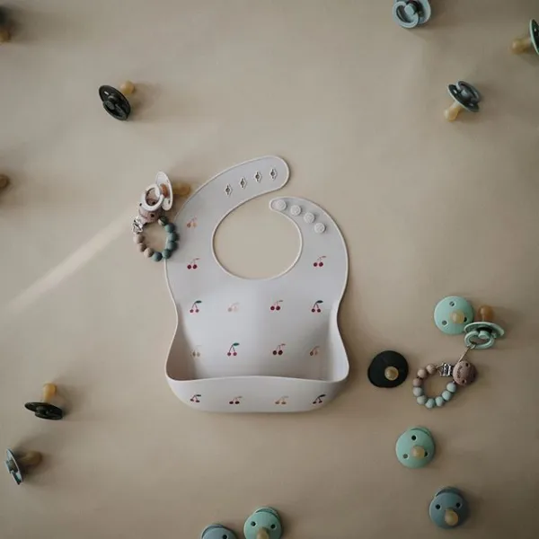 Mushie Silicone Baby Bib | Cherries