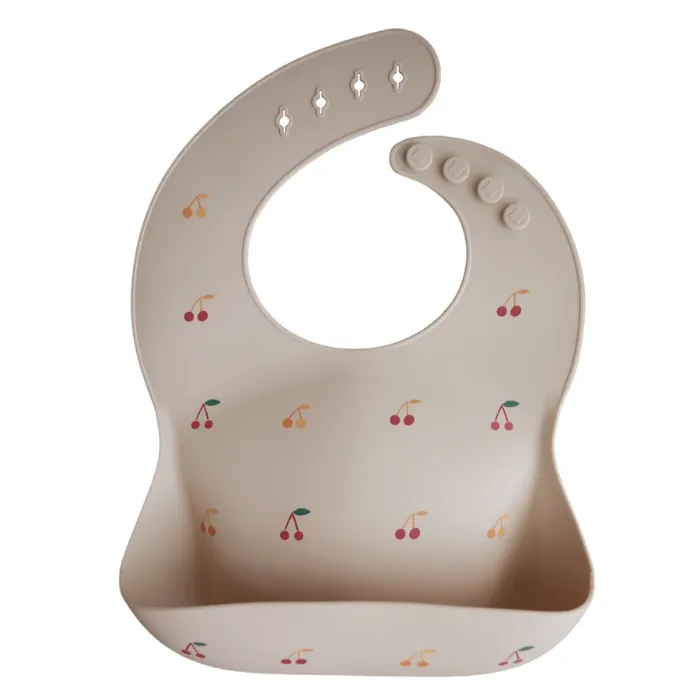 Mushie Silicone Baby Bib | Cherries