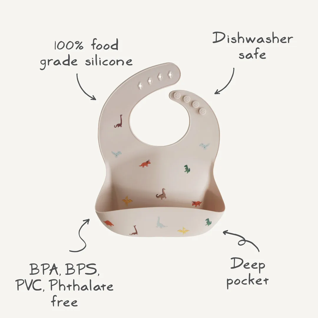 Mushie Silicone Baby Bib | Dinosaurs
