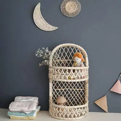 Natural Rattan/Wicker Wall Organiser Shelves