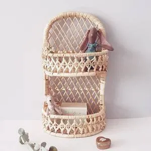 Natural Rattan/Wicker Wall Organiser Shelves