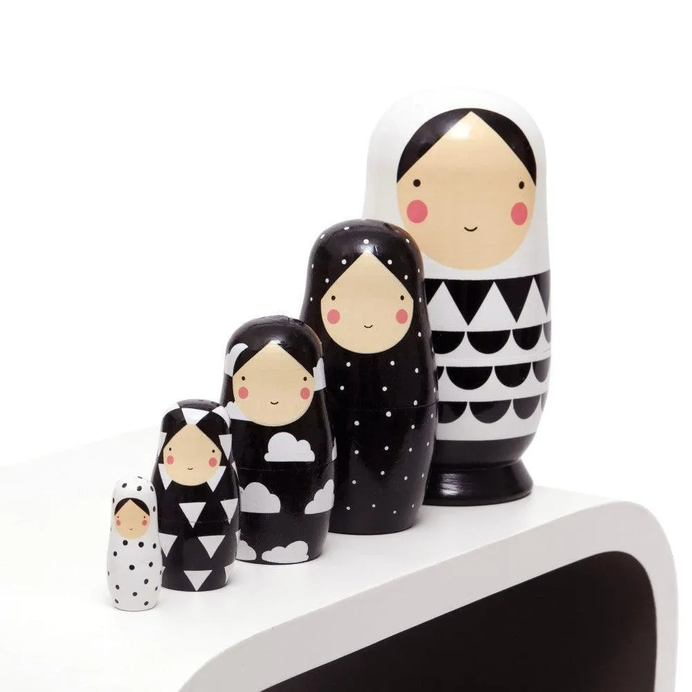 Nesting Dolls Stackers Black and White LAST ONE