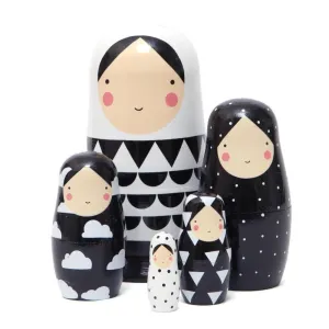 Nesting Dolls Stackers Black and White LAST ONE