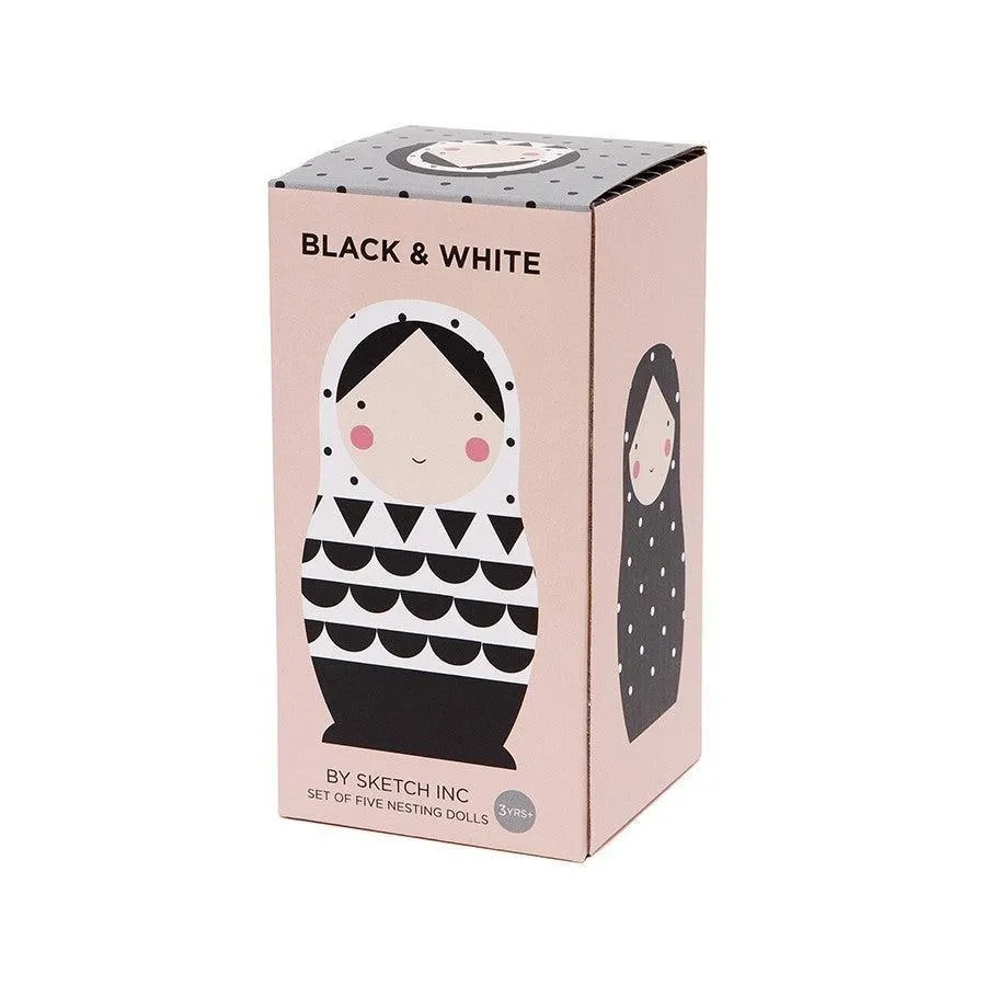 Nesting Dolls Stackers Black and White LAST ONE