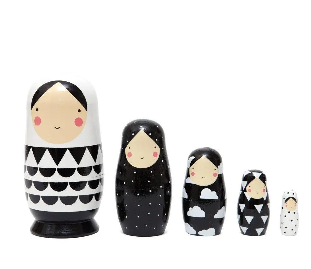 Nesting Dolls Stackers Black and White LAST ONE