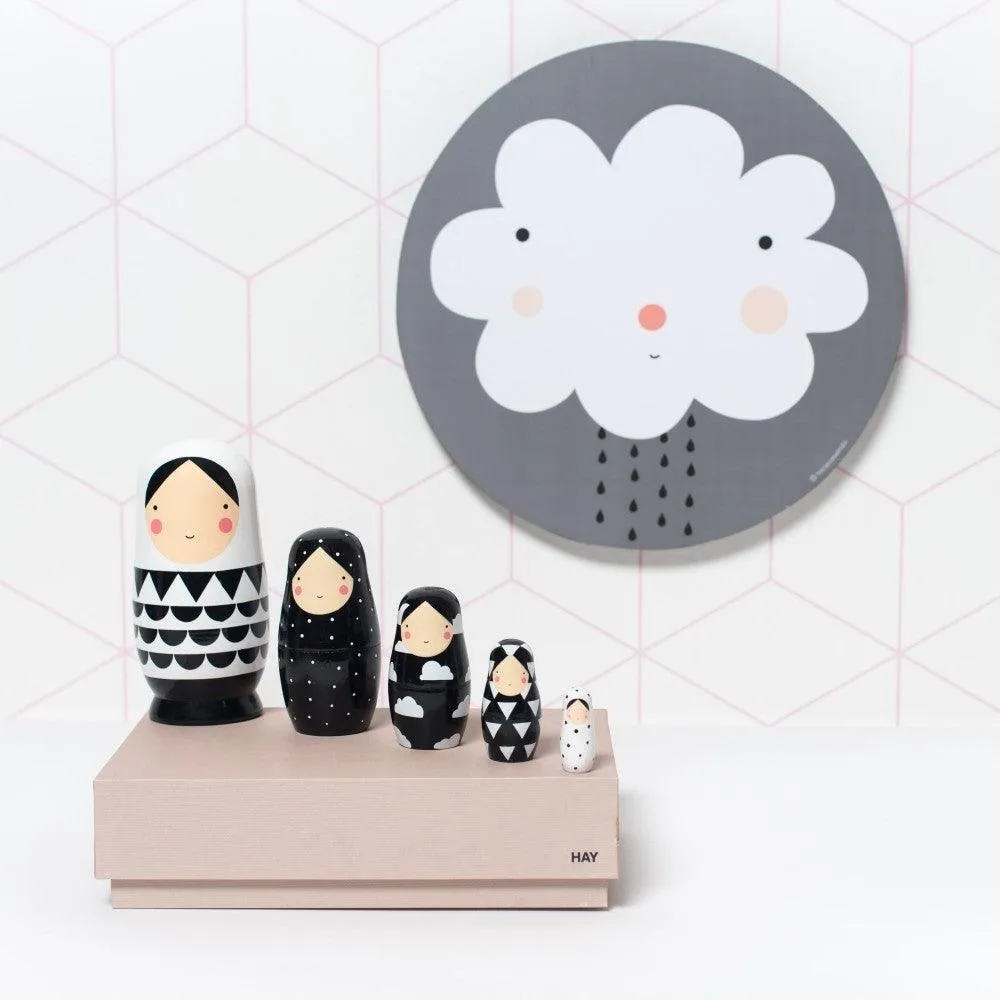 Nesting Dolls Stackers Black and White LAST ONE