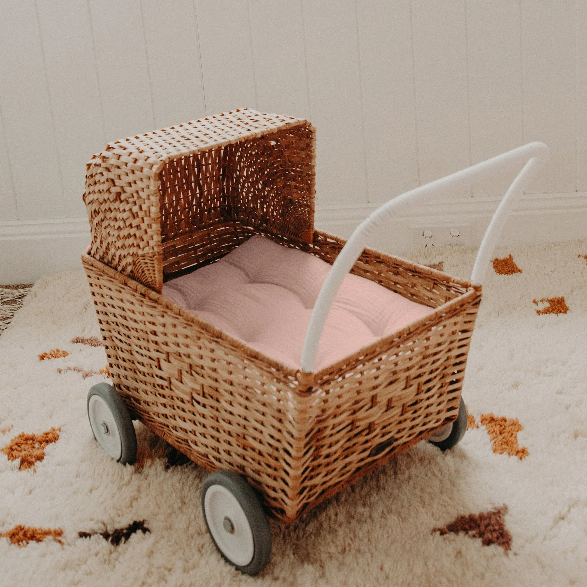Olli Ella Rattan | Strolley | Mattress SEASHELL PINK