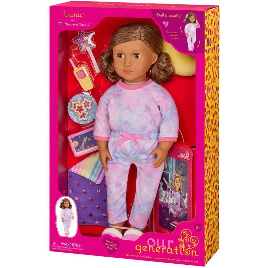 Our Generation 18 Inch Deluxe Pajama Doll With Book Luna