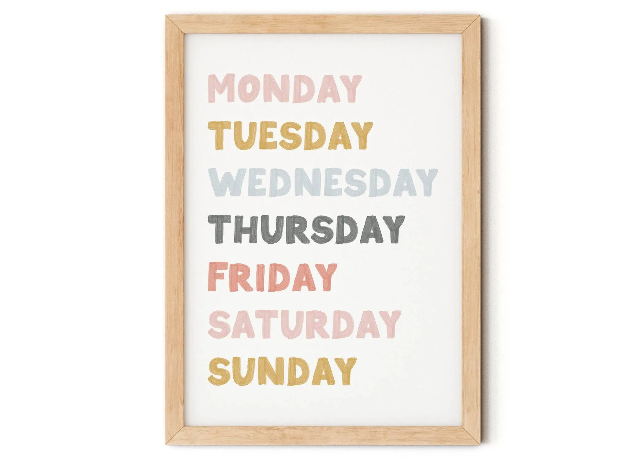Pastel Days Of The Week Print