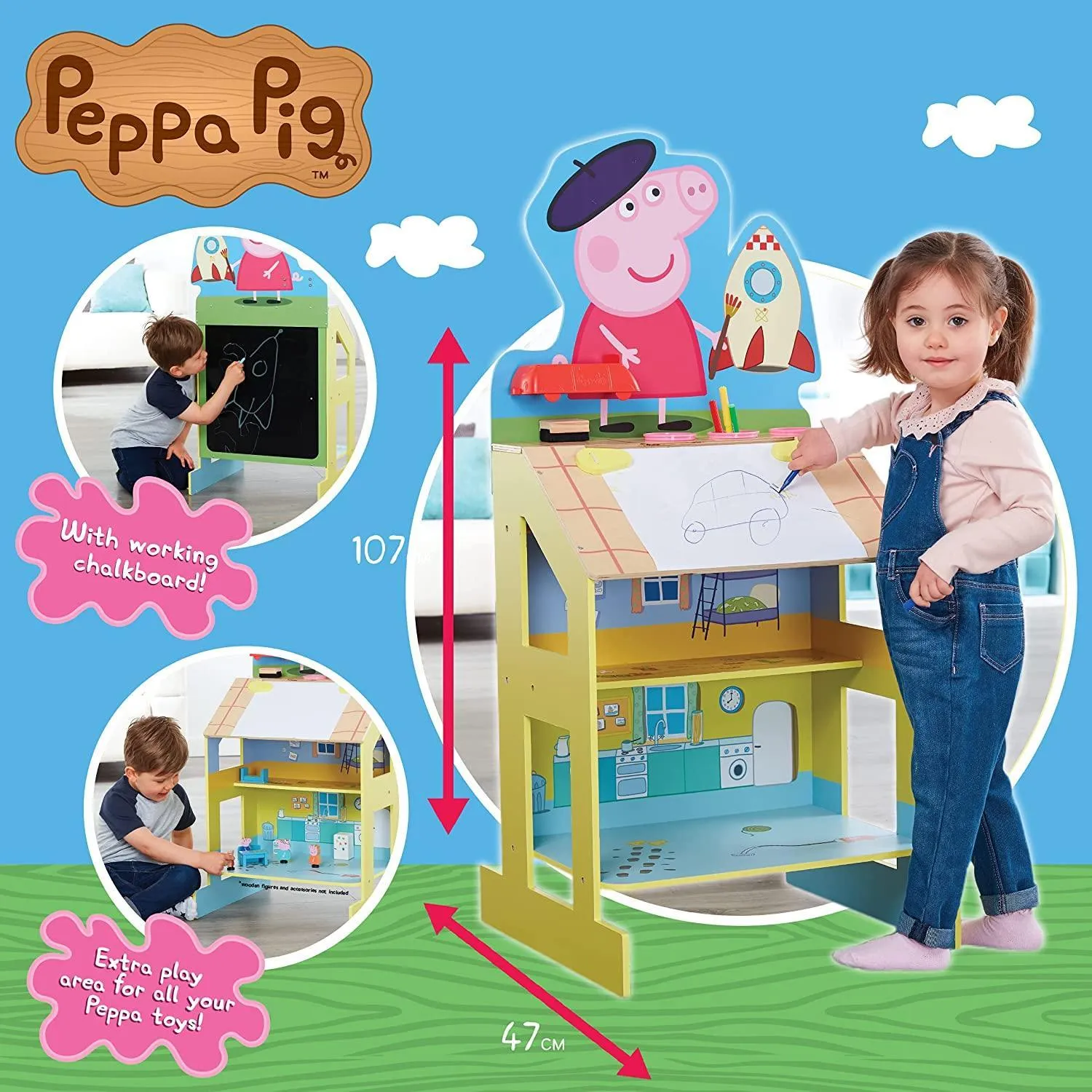Peppa Pig Play and Draw Wooden Art Easel