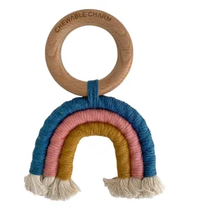 Rainbow Macrame Teether- Teal & Rose