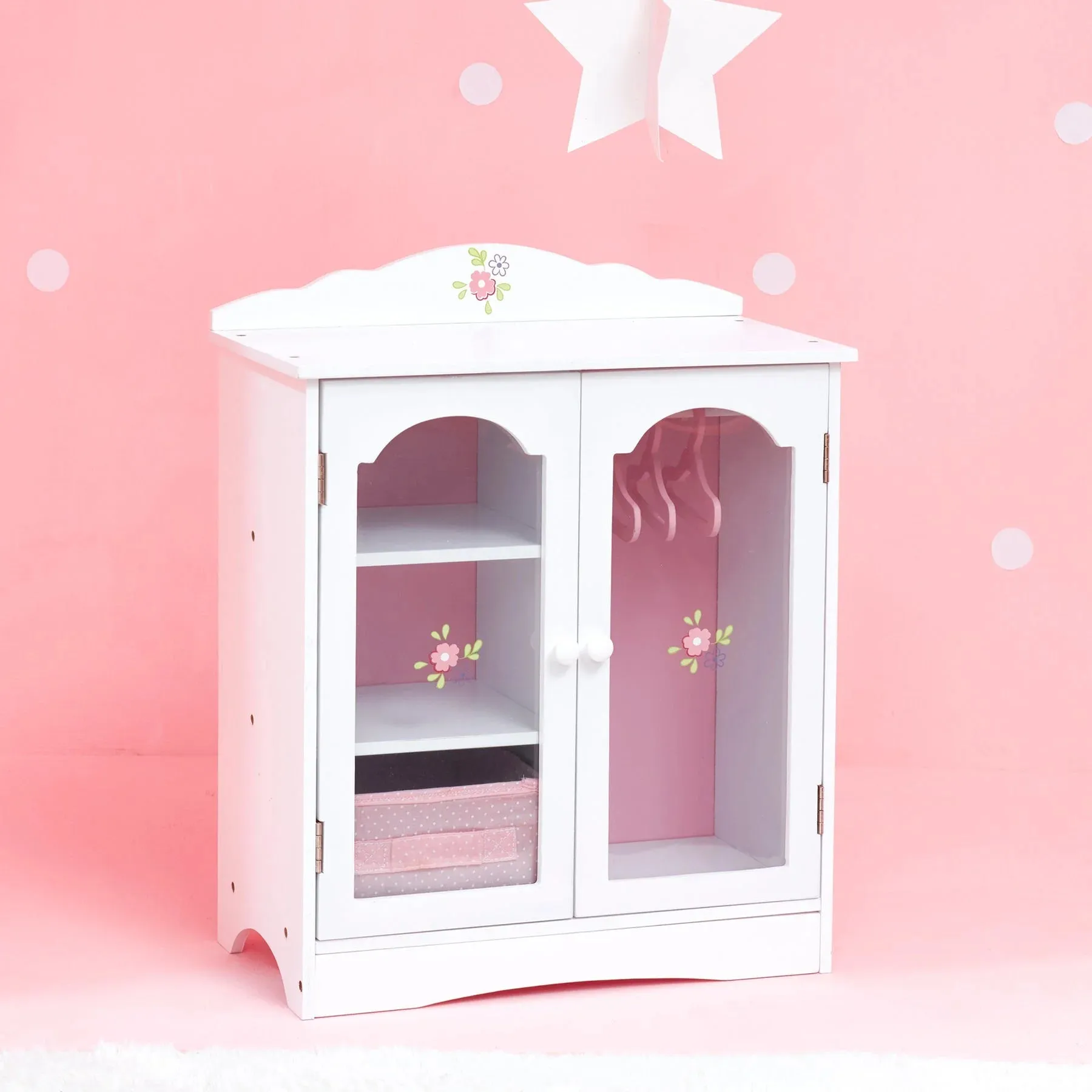 Teamson USA Olivia's Little World Little Princess Toy Closet With Hangers, Grey/Pink