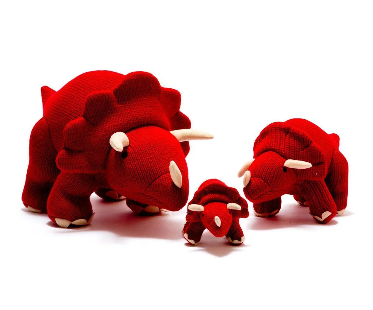 Triceratops Knitted Dinosaur  Baby Rattle: LAST ONE