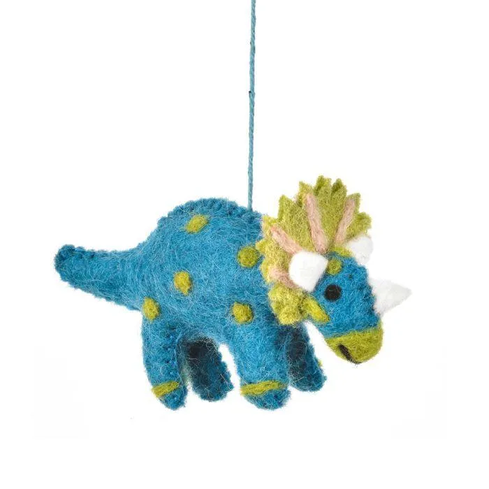 Triceratops Pocket Pal Miniature Felt Hanging Ornament