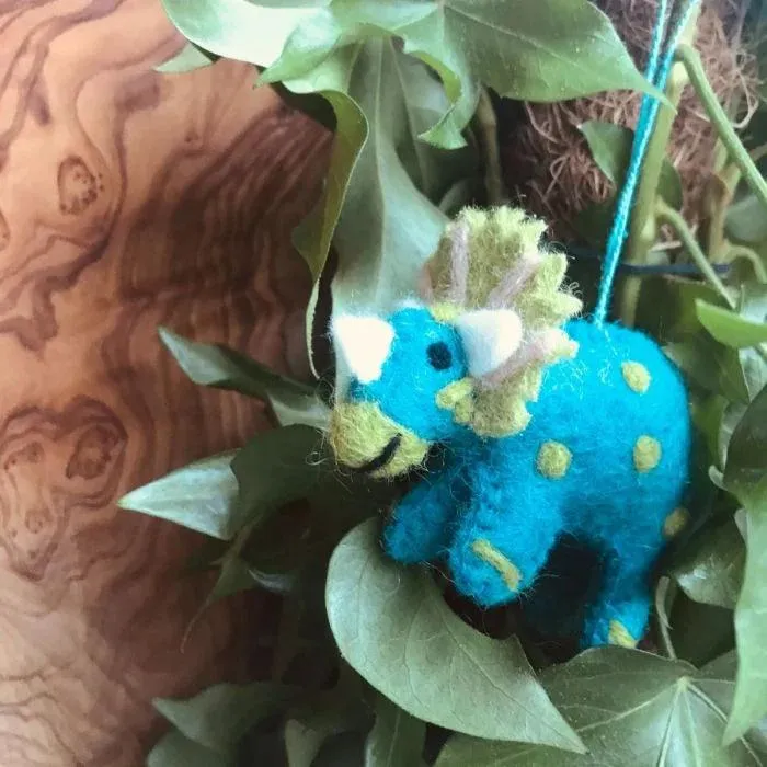 Triceratops Pocket Pal Miniature Felt Hanging Ornament