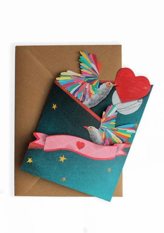 Trifold Greetings Card 'Love Birds' LAST ONE