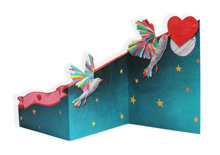 Trifold Greetings Card 'Love Birds' LAST ONE