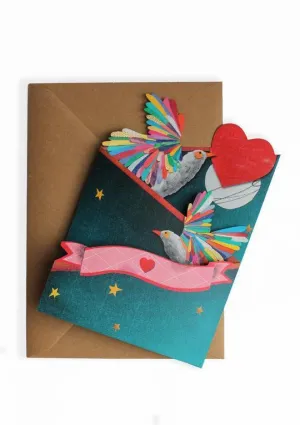 Trifold Greetings Card 'Love Birds' LAST ONE