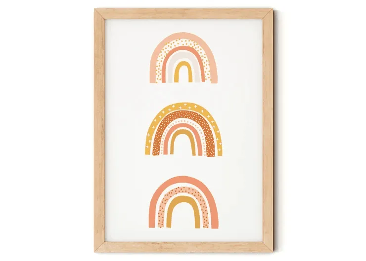 Trio of Earth Rainbows Nursery Print A4