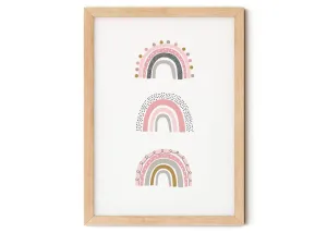 Trio of Rainbows Nursery Print A4