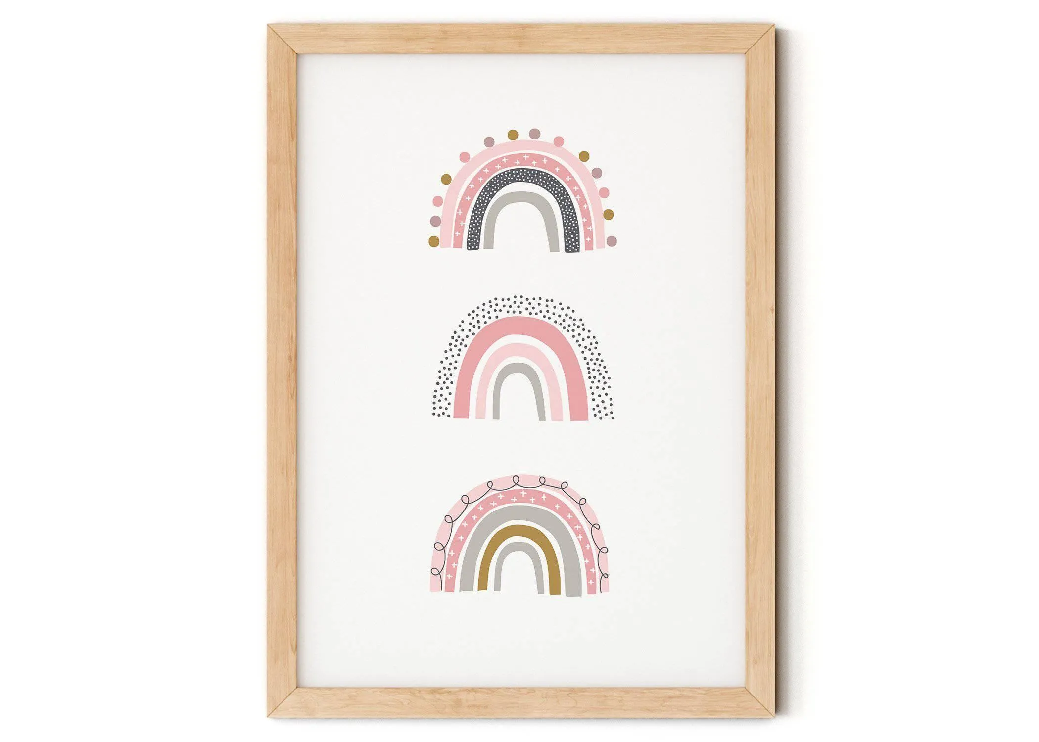Trio of Rainbows Nursery Print A4