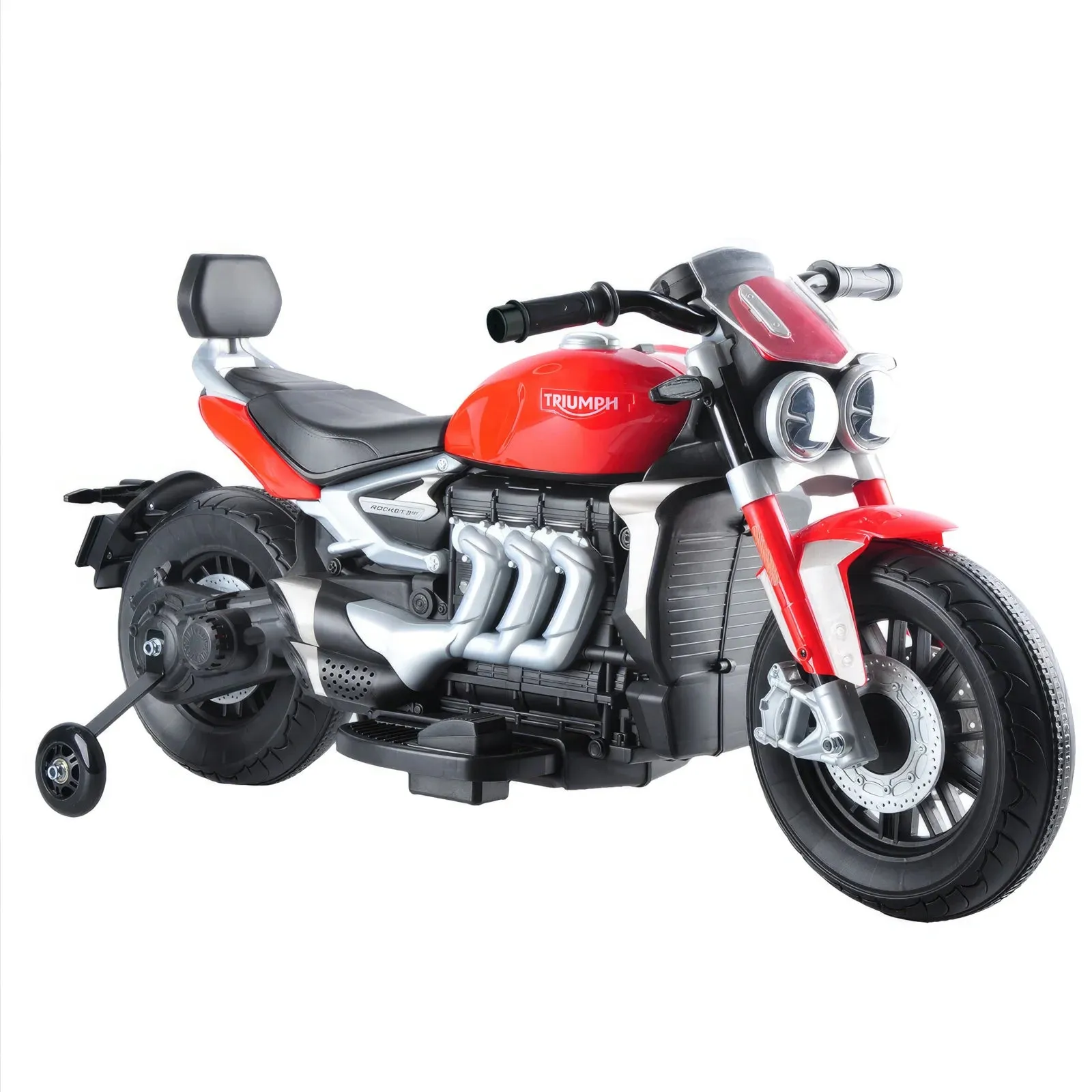 Triumph Rocket 3 GT Electric 12V Battery Powered Ride-On Motorbike with Stabilisers - Red