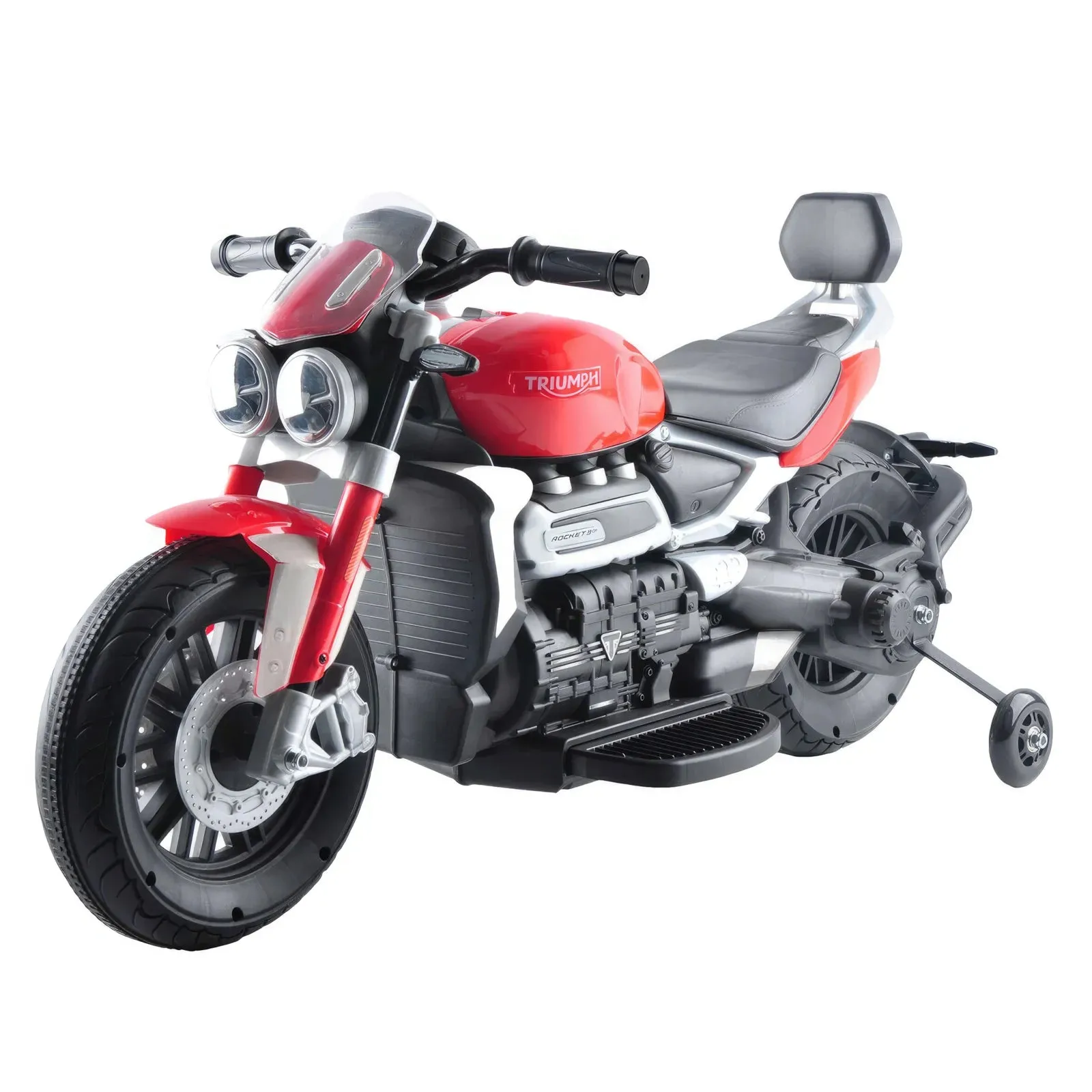 Triumph Rocket 3 GT Electric 12V Battery Powered Ride-On Motorbike with Stabilisers - Red
