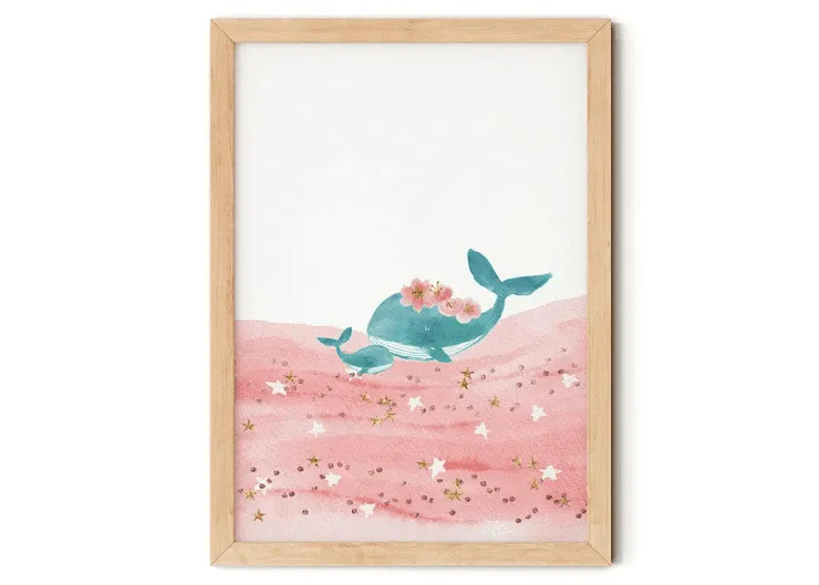 Whale Nursery Print A3