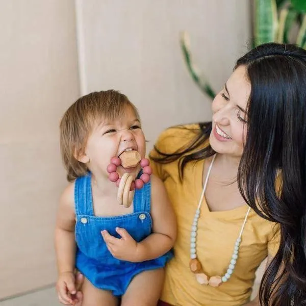 Wood & Silicone Teething Ring- Dusty Cedarwood