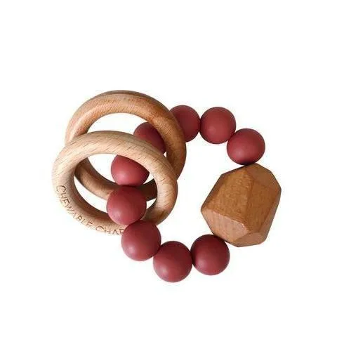 Wood & Silicone Teething Ring- Dusty Cedarwood