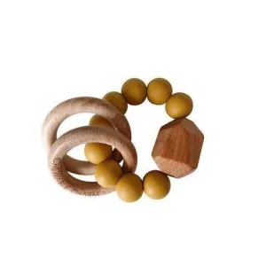Wood & Silicone Teething Ring- Mustard Yellow