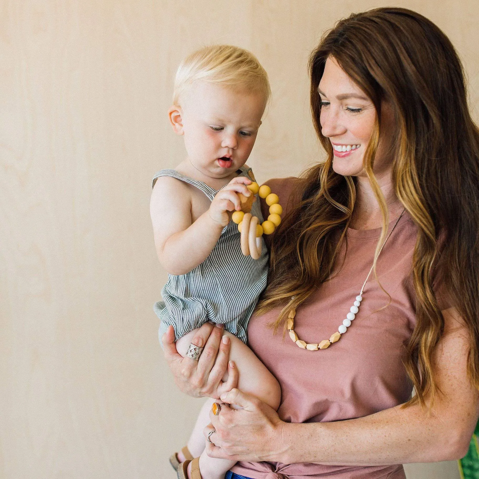 Wood & Silicone Teething Ring- Mustard Yellow