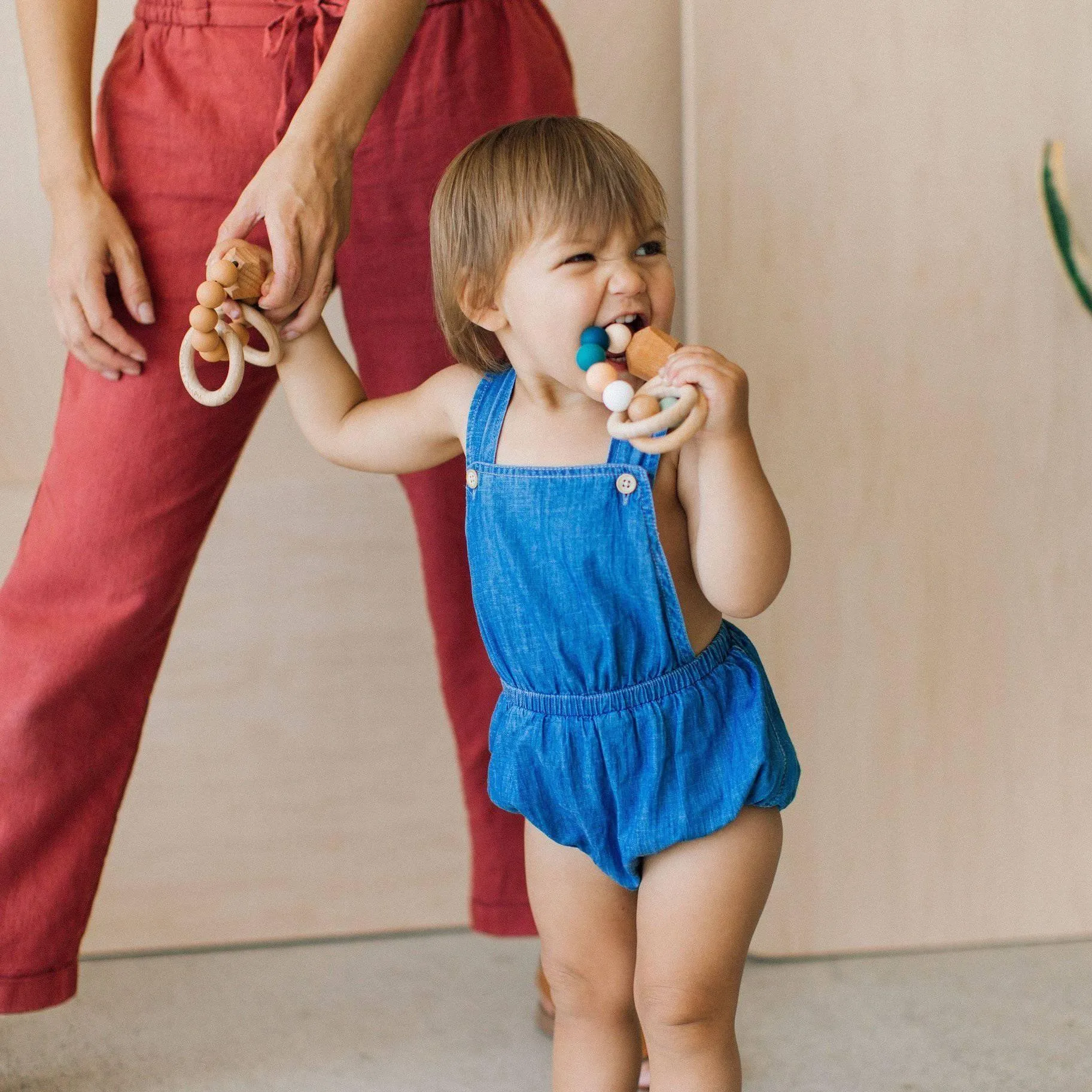 Wood & Silicone Teething Ring- Summer