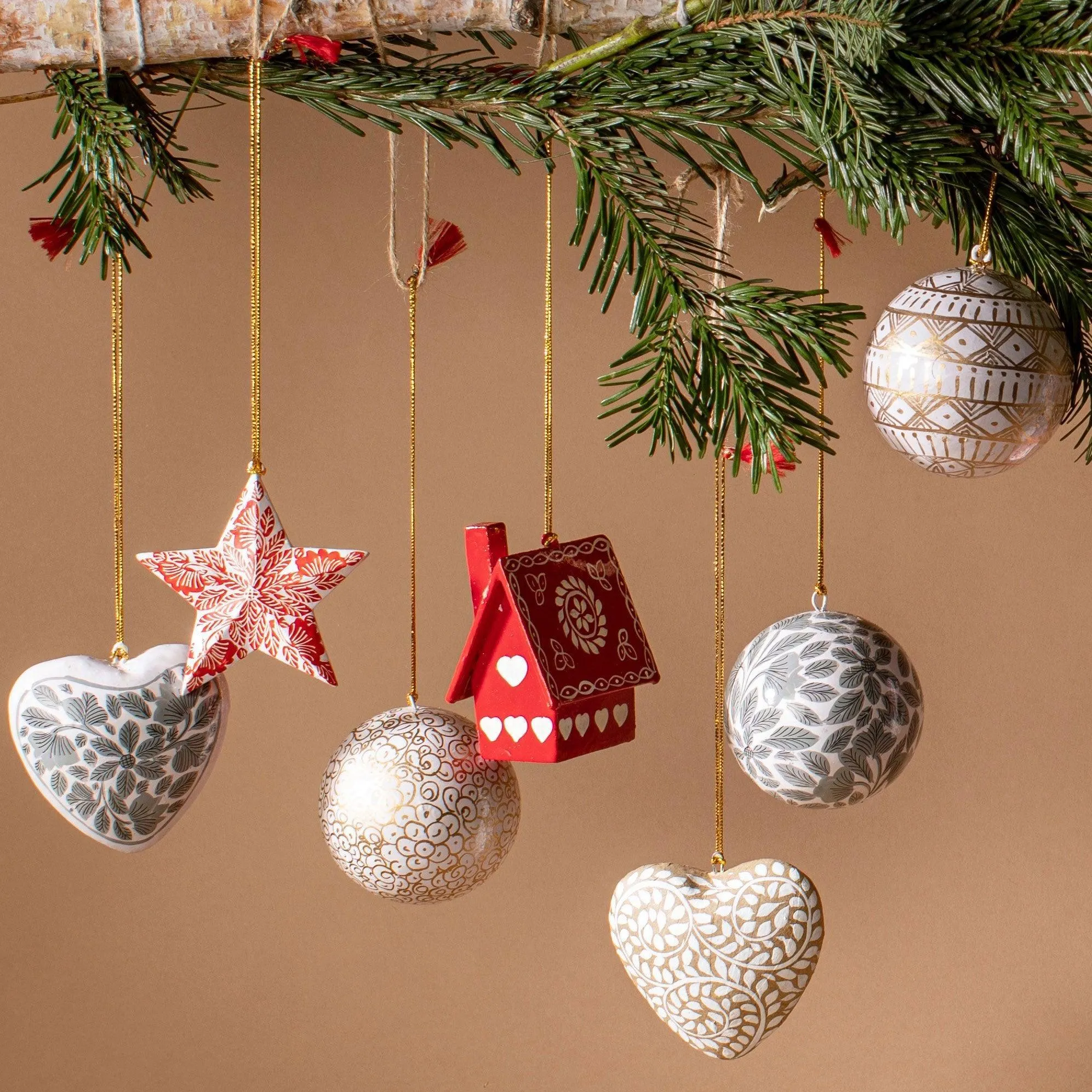 Wooden House Hanging Decorations 2 Assorted Designs