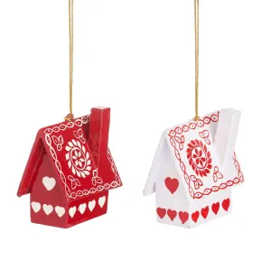 Wooden House Hanging Decorations 2 Assorted Designs
