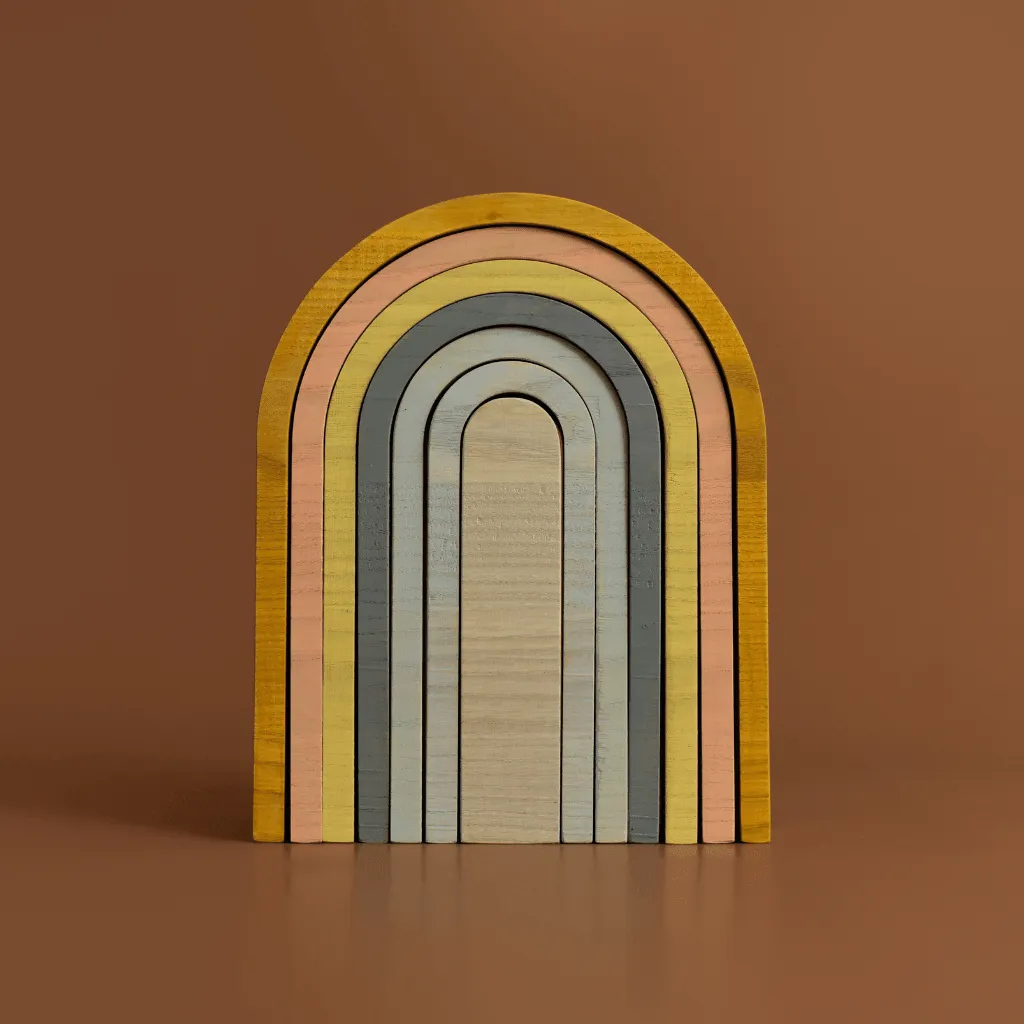 Wooden Rainbow Stacker Pastel Colours Large: LAST CHANCE