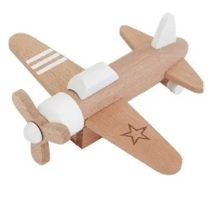 Wooden Wind-up Propeller Plane White SOLD OUT